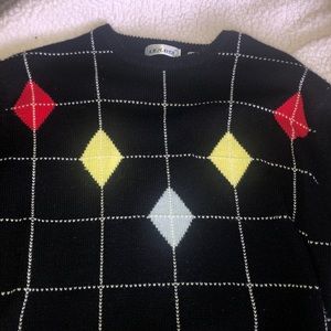 primary color argyle knit sweater